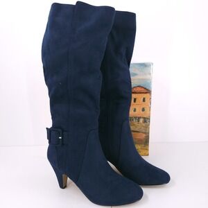 Bella Vita Troy II Super Navy Cone Heel Tall Dress Boots Womens Size 7.5 M
